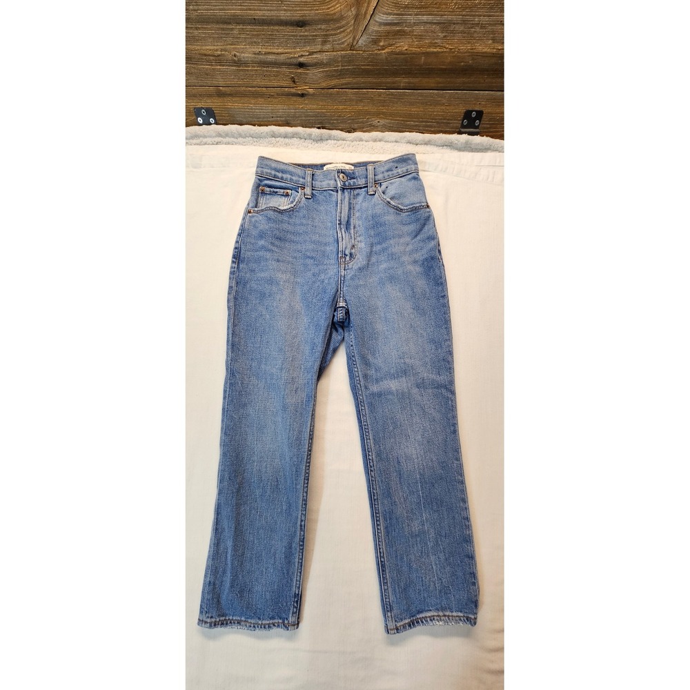 Abercrombie & Fitch Curve Love Ankle Straight Ultra High Rise Jeans Blue 24 00XS